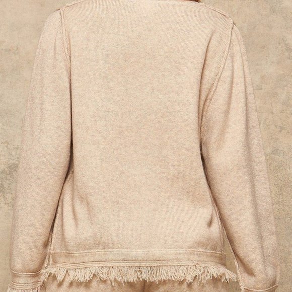 Women's Wide V Neck Long Sleeves Solid Knit Sweater NWT - Picture 4 of 4